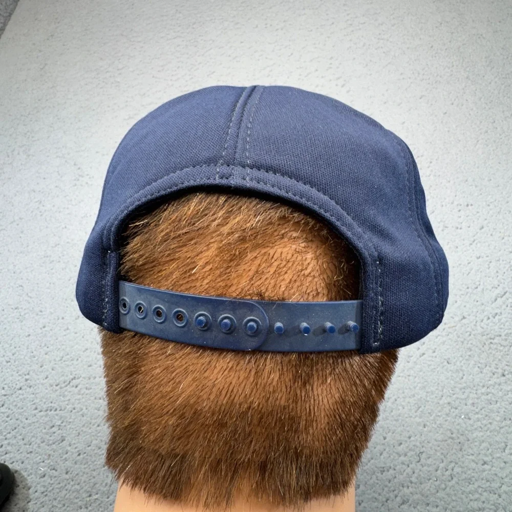 Vintage Carrier Snapback Hat Cap Navy Blue USA Made Patch Trucker Workwear HVAC